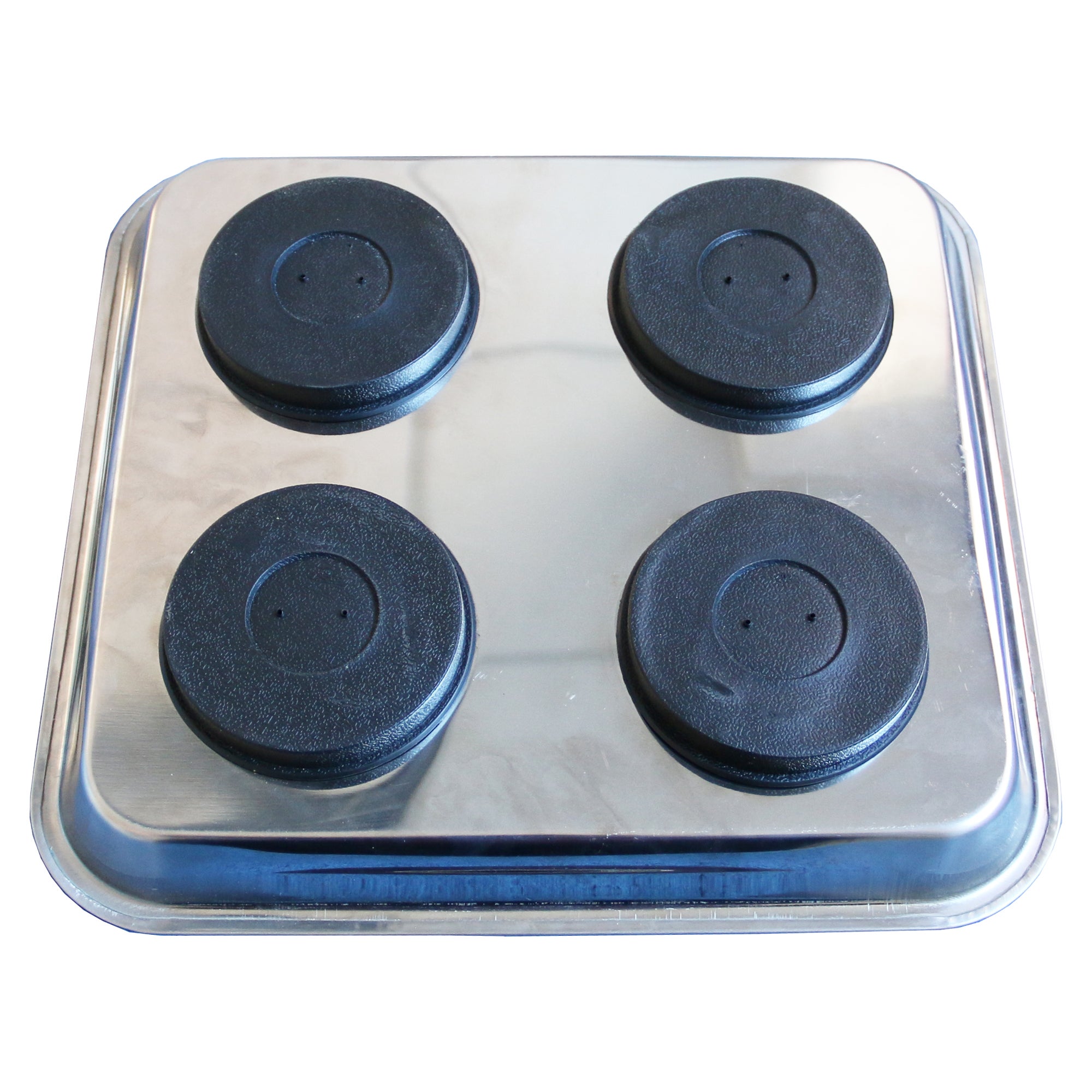 Magnetteller 270x290x30mm aus Edelstahl Rückseite
