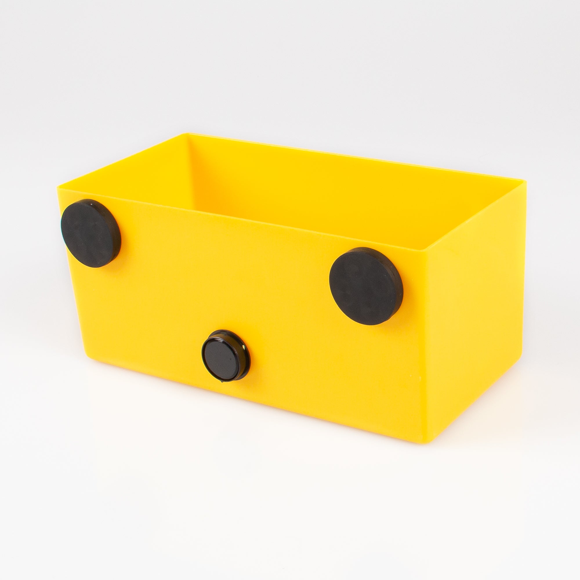 Magnetischer Sichtkasten 198x99x90mm gelb Rückseite