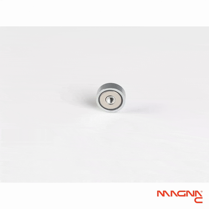 Neodym Topfmagnet Ø13x4,5mm mit Innengewinde 360 Grad Darstellung