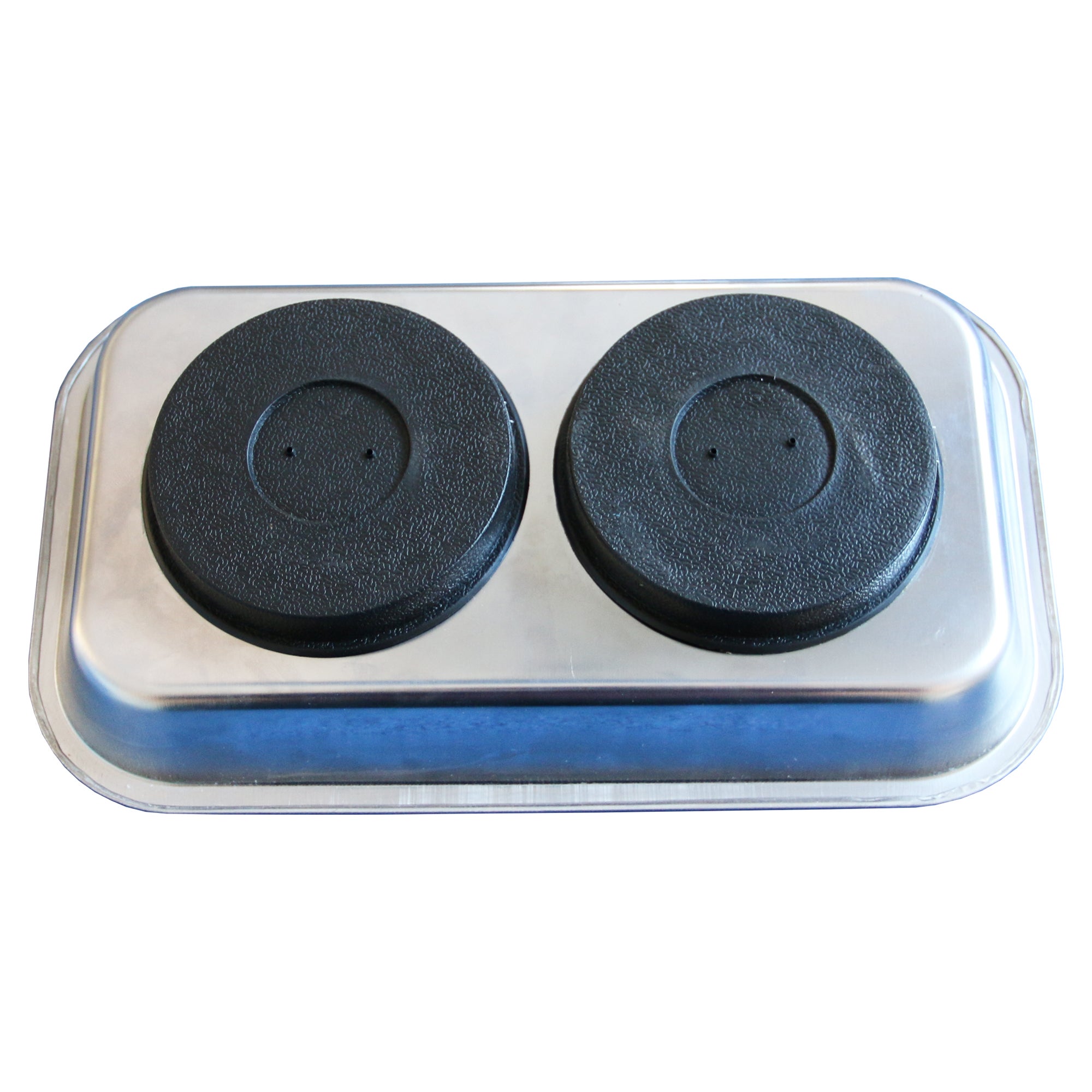 Magnetteller 240x140x30mm aus Edelstahl Rückseite