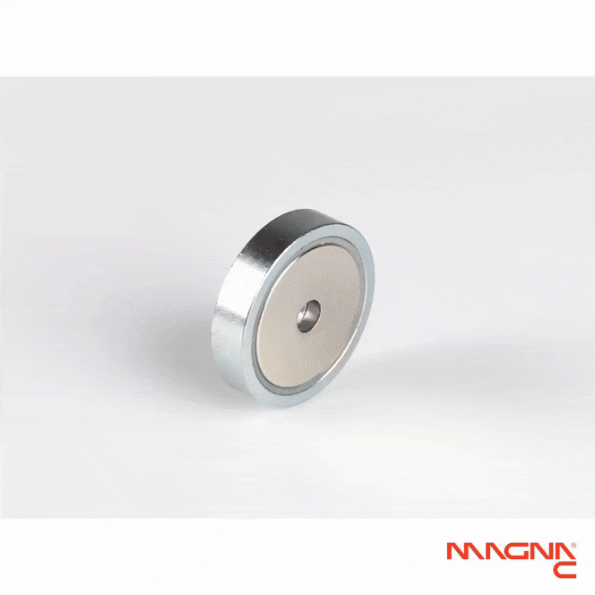 Neodym Topfmagnet Ø32x7mm mit Innengewinde 360 Grad Darstellung