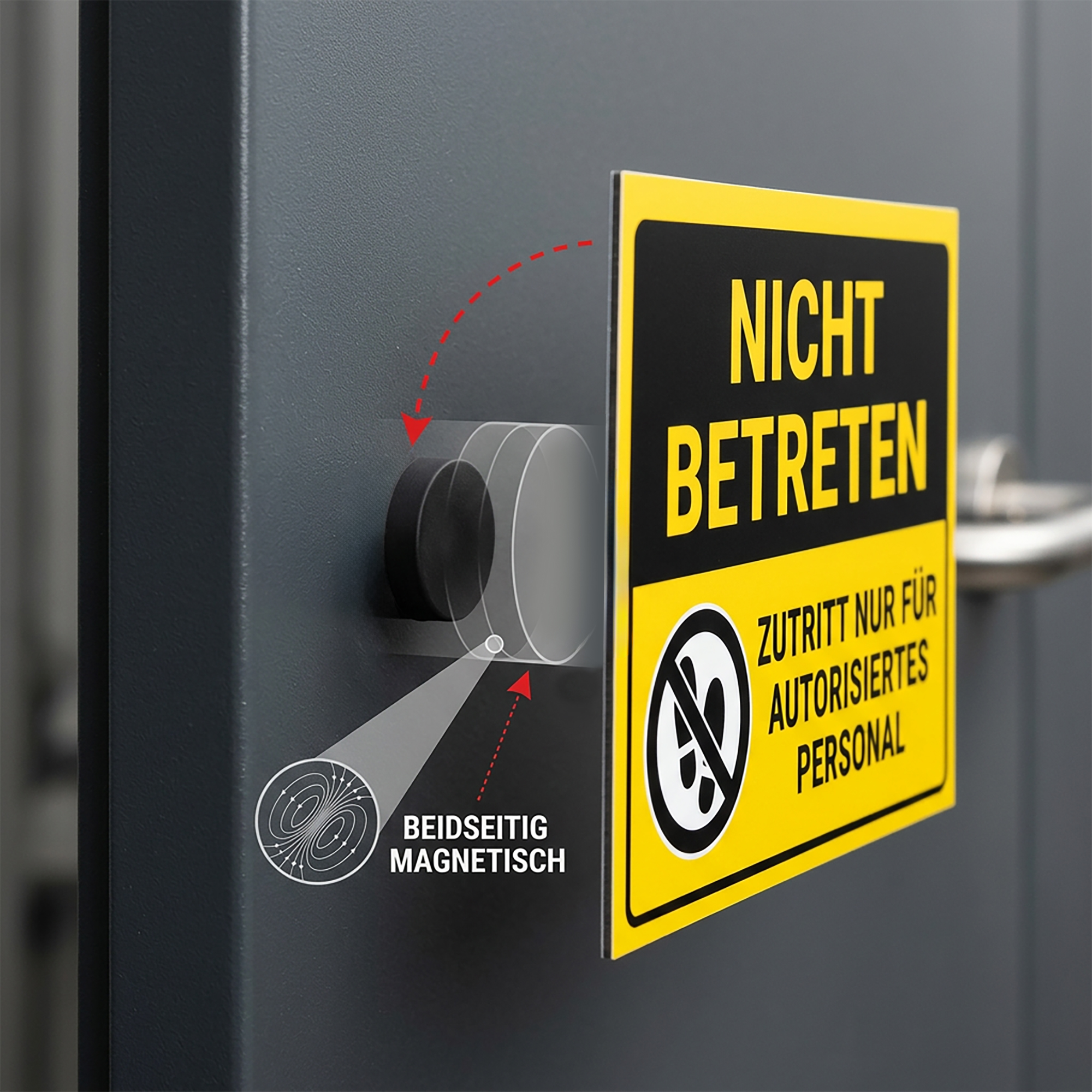 Gummiertes Magnetsystem Ø18x6mm, beidseitig magnetisch, Anwendung