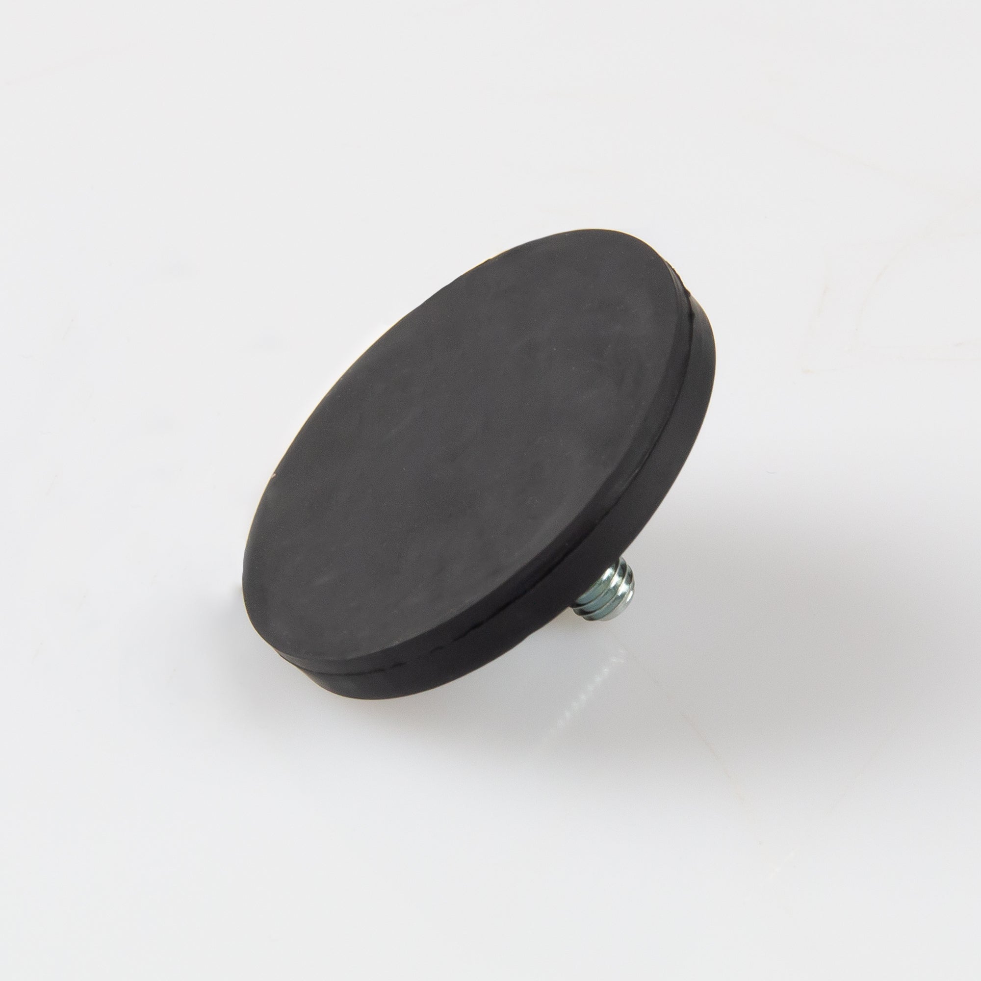 Gummierter schwarzer Magnet Ø43x6mm mit Gewindezapfen M6 Haftfläche