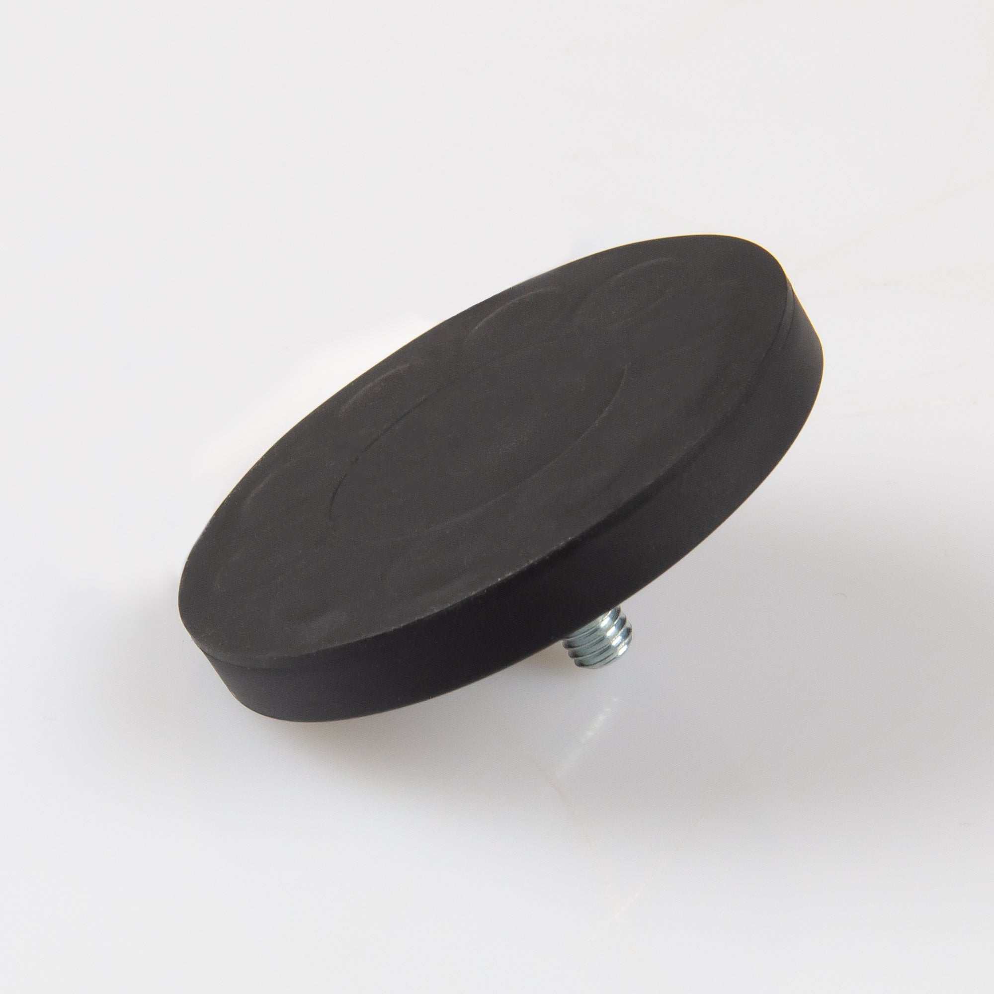 Gummierter schwarzer Magnet Ø57x7,6mm mit Gewindezapfen M6 Haftfläche