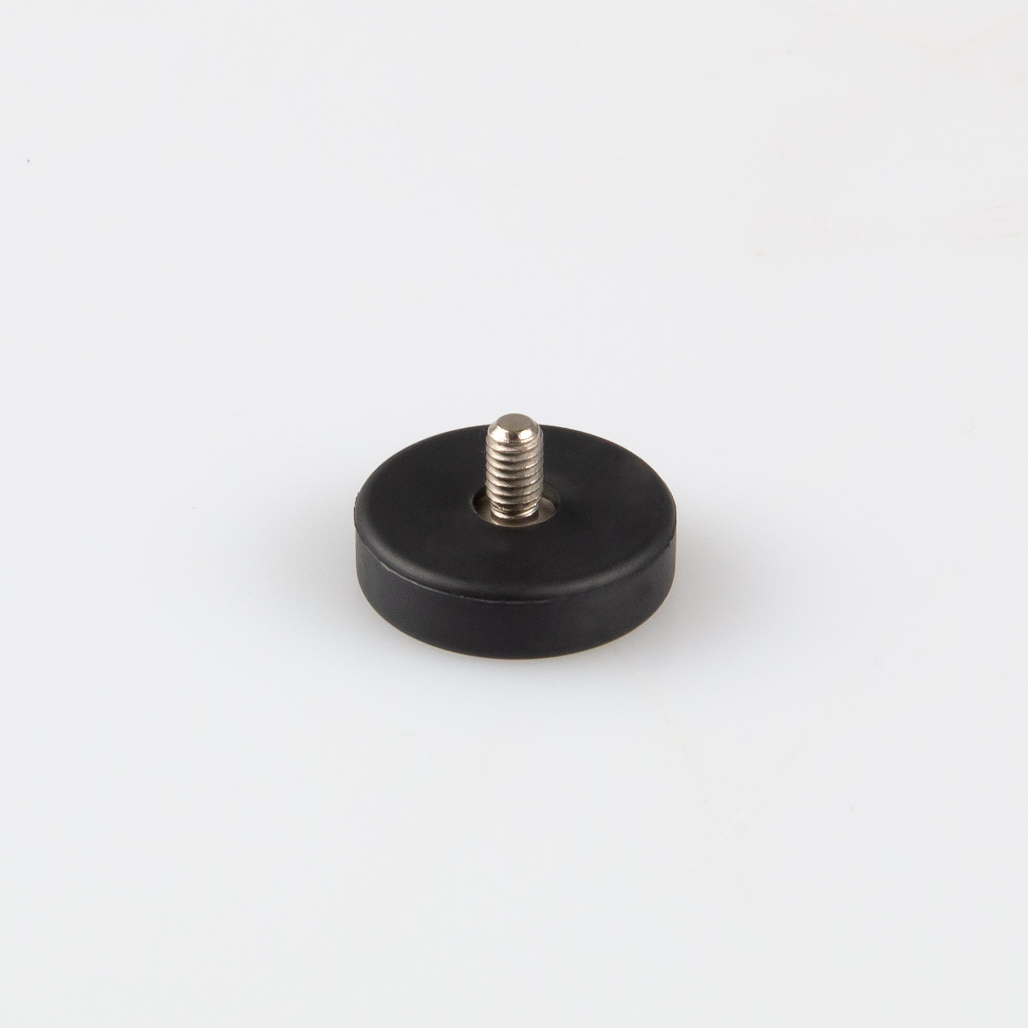 Gummierter schwarzer Magnet Ø22x6mm mit Gewindezapfen M4